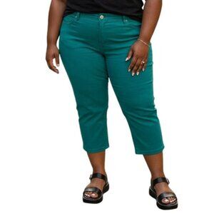 Lee Riders Size 16 Capri Pants Midrise Bright Teal Women Stretch